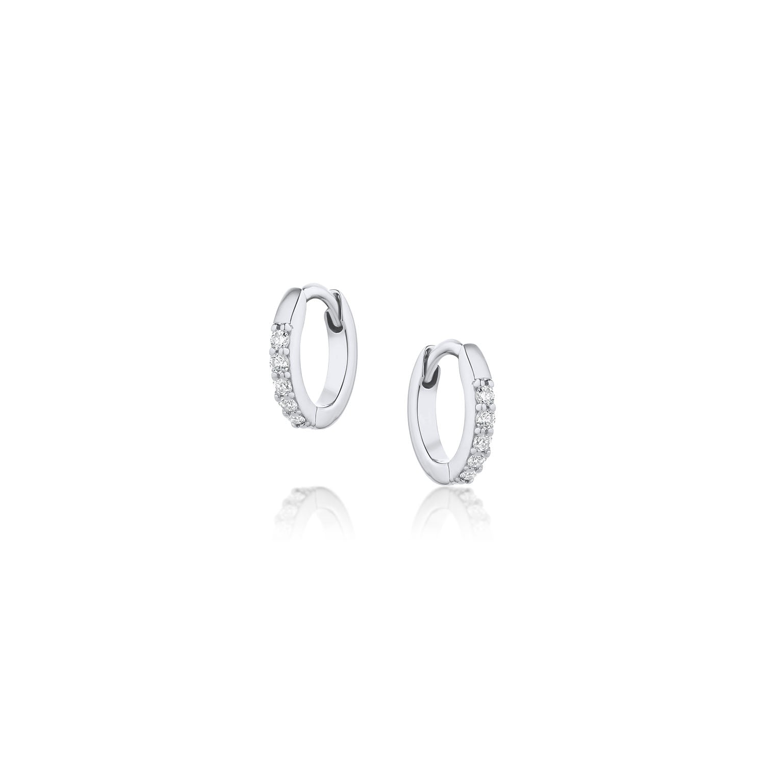 Mini White Diamond Hoops - 10mm [WG]