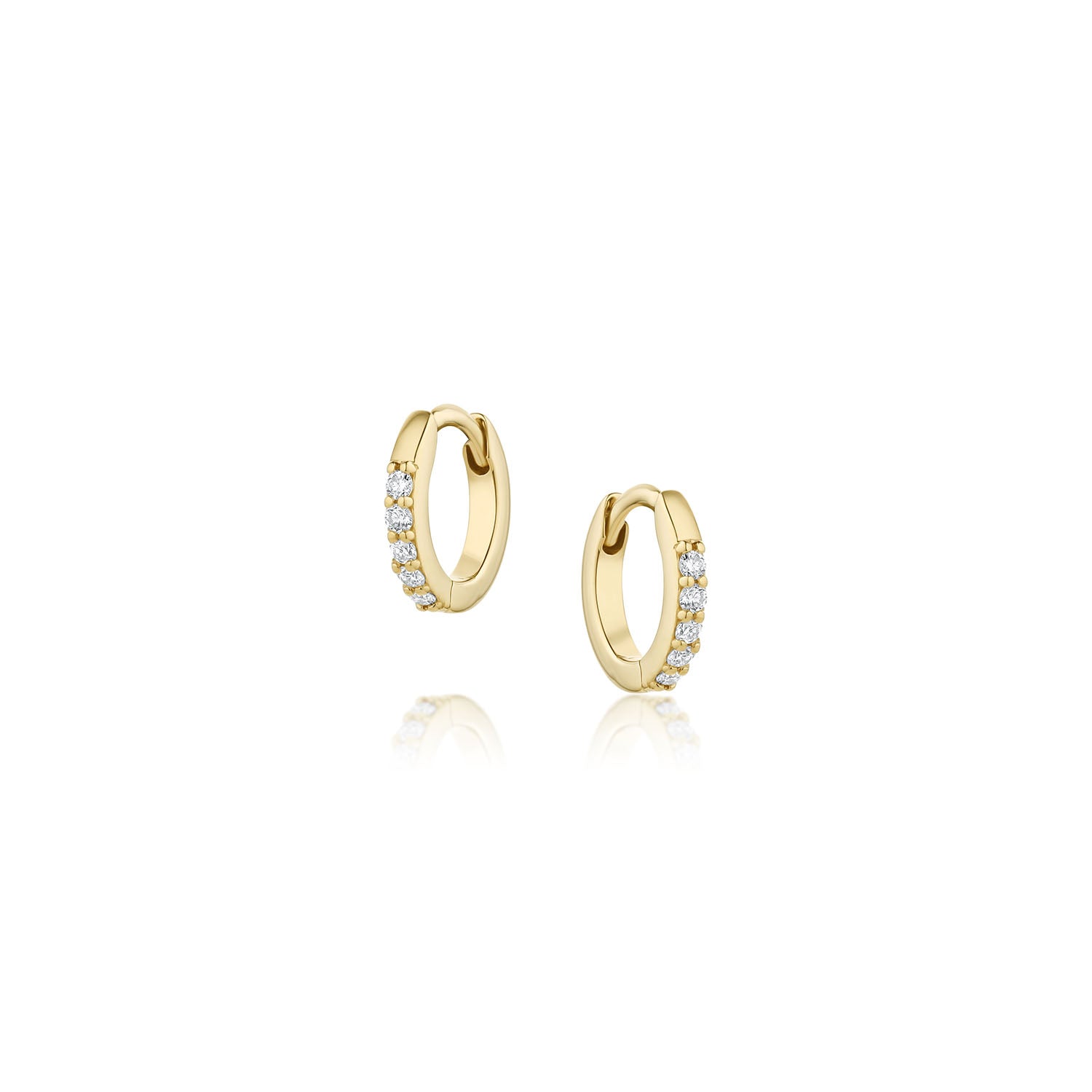 Mini White Diamond Hoops - 10mm [YG]