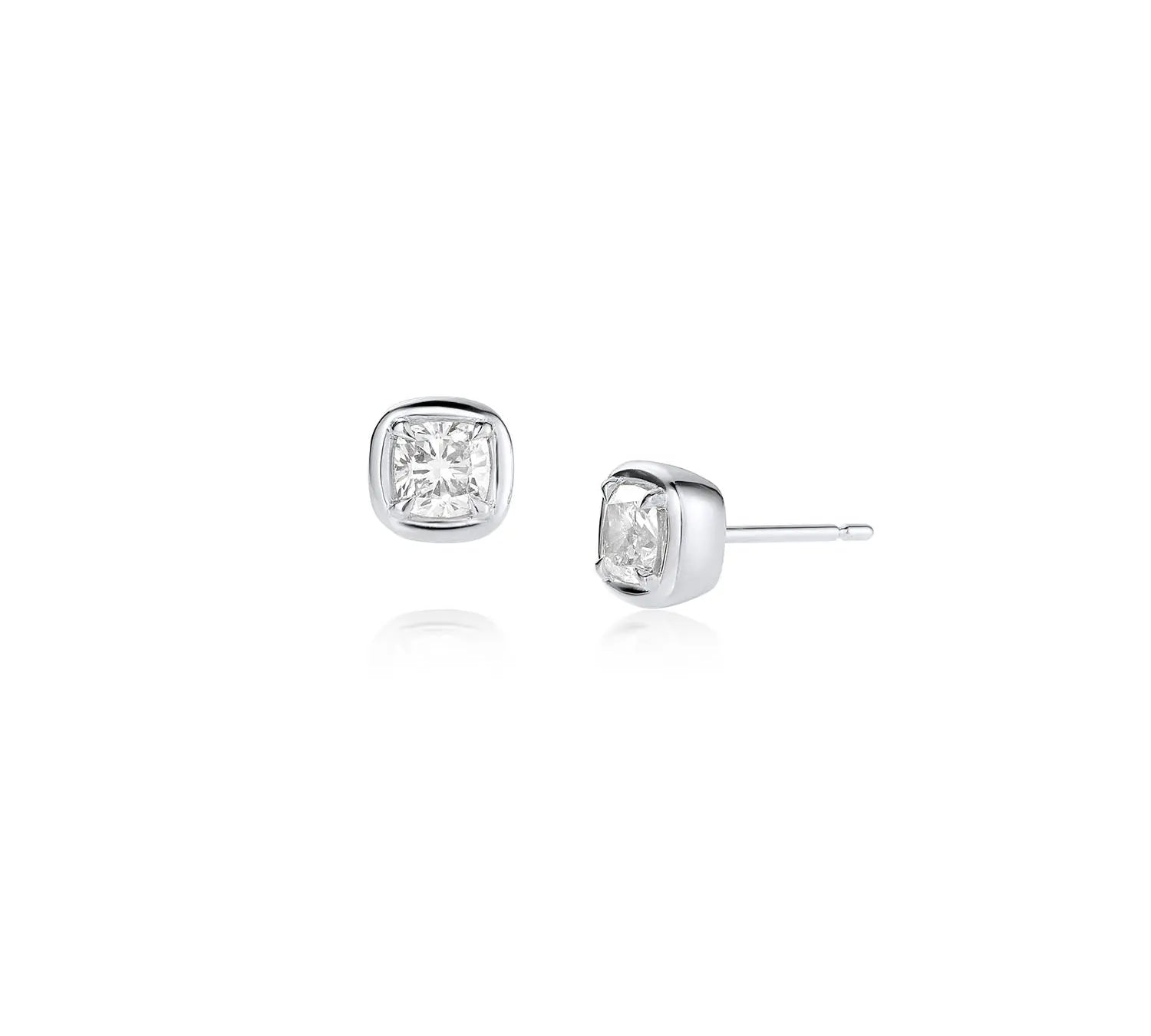 Nina Cushion Studs [White Gold]