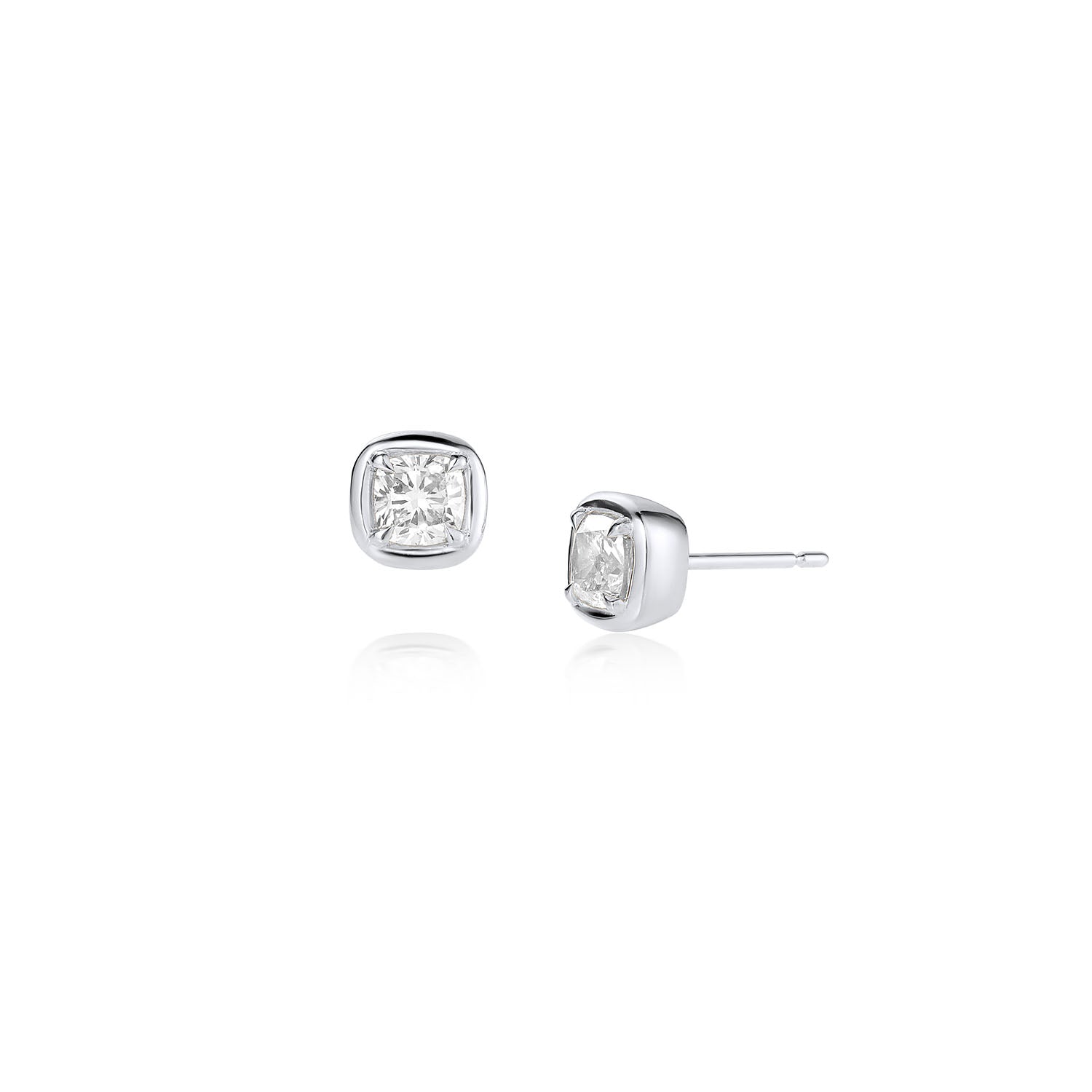 Nina Cushion Studs [White Gold]