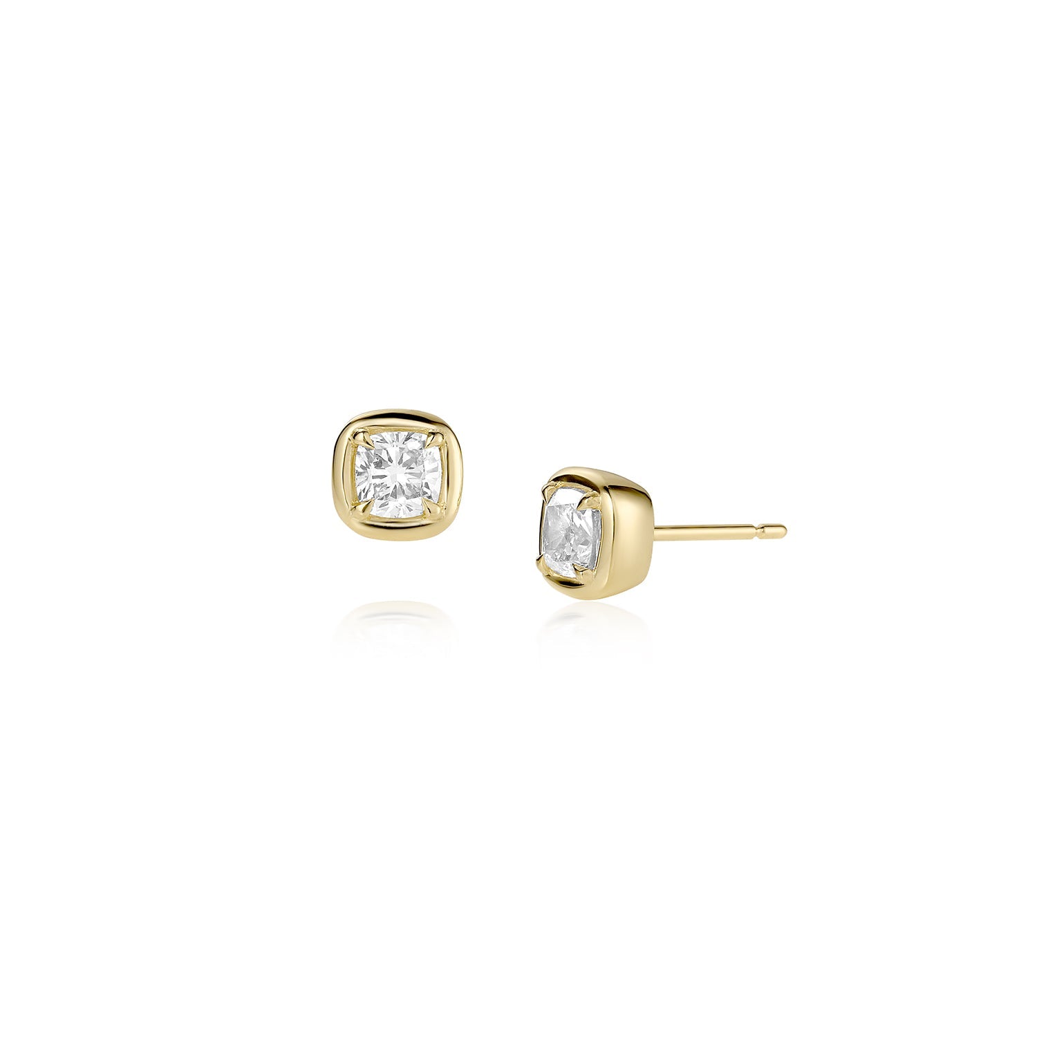 Nina Cushion Studs [Yellow Gold]