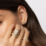 Close up of woman ear spotlighting Nina Cushion Studs