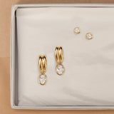 Odette Oval Drop Earrings and Nina Cushion Studs flat lay