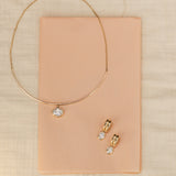 Odette Oval Drop Earrings and Odette Oval Collar flat lay