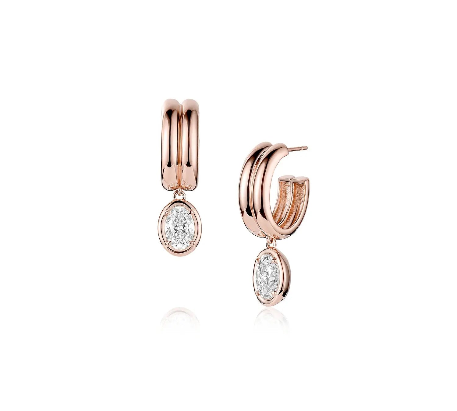 Odette Oval Drop Earrings [Rose Gold]