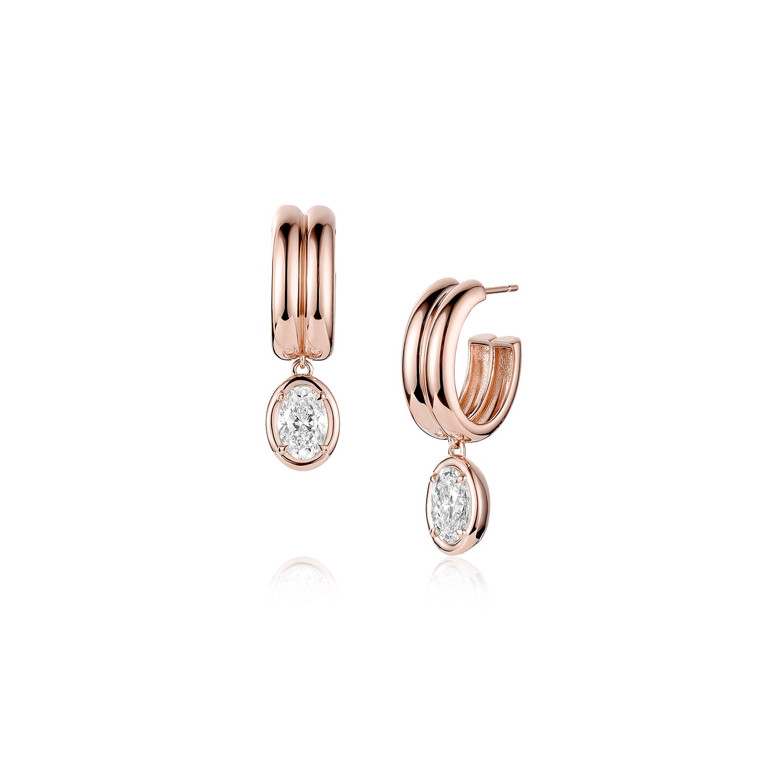 Odette Oval Drop Earrings [Rose Gold]