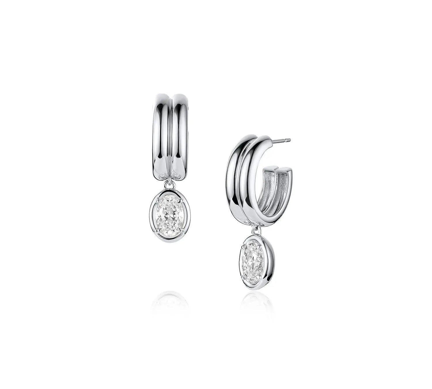 Odette Oval Drop Earrings [White Gold]