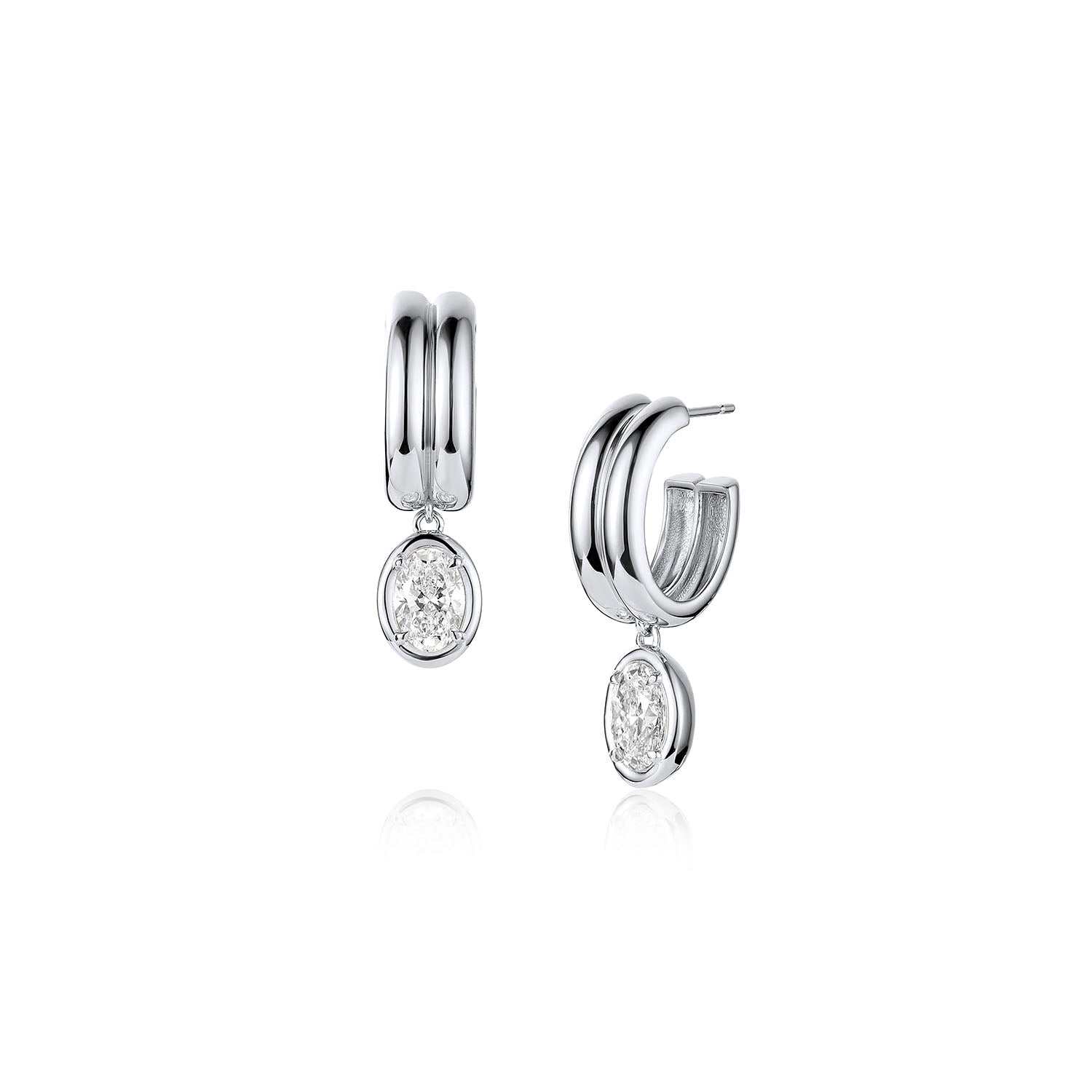 Odette Oval Drop Earrings [White Gold]