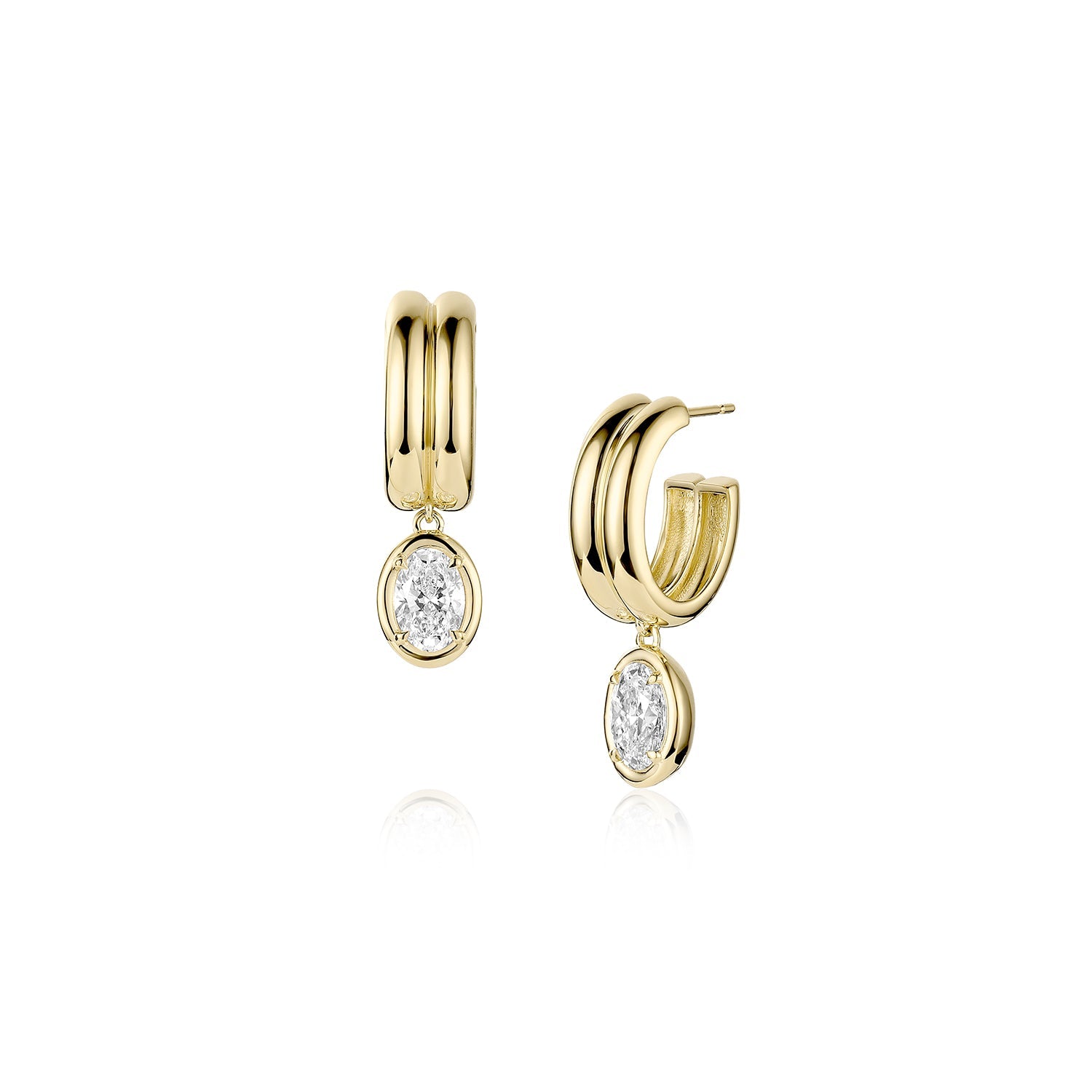 Odette Oval Drop Earrings [Yellow Gold]
