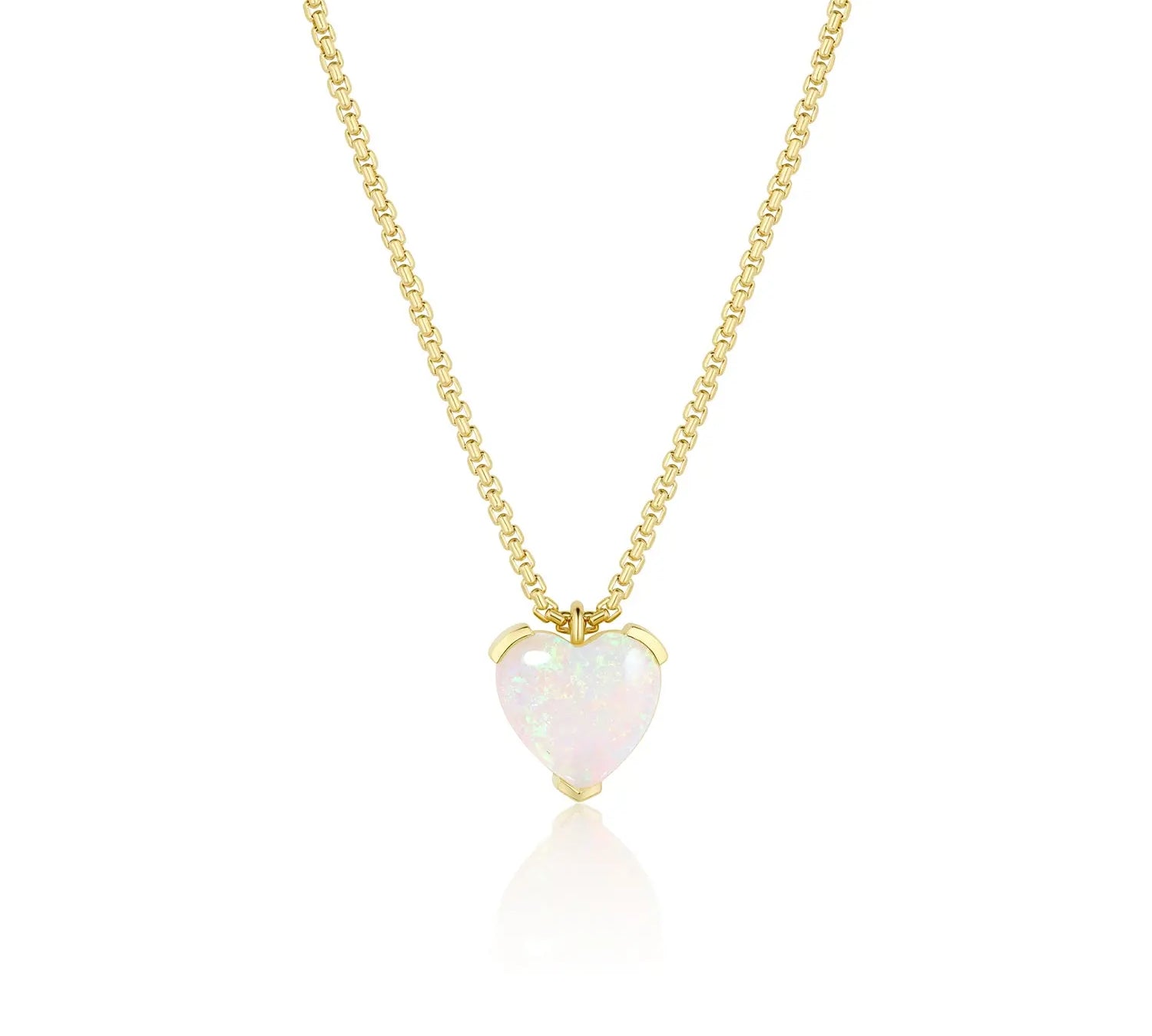Opal Heart Charm Necklace - Marrow Fine