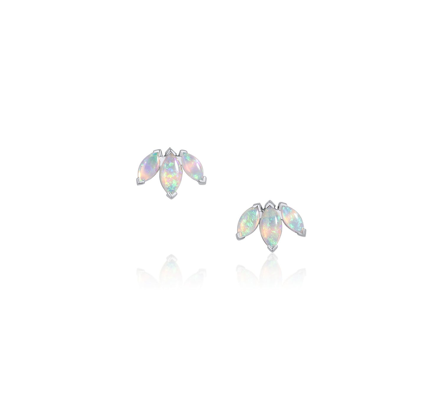 Opal Lotus Studs [White Gold]