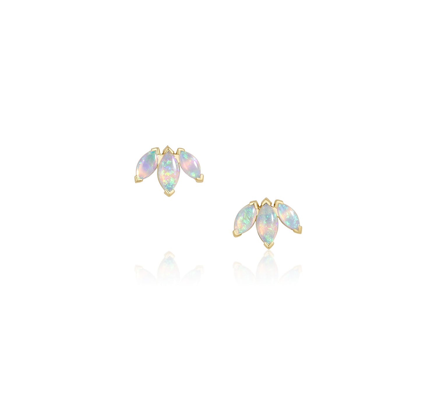 Opal Lotus Studs [Yellow Gold]