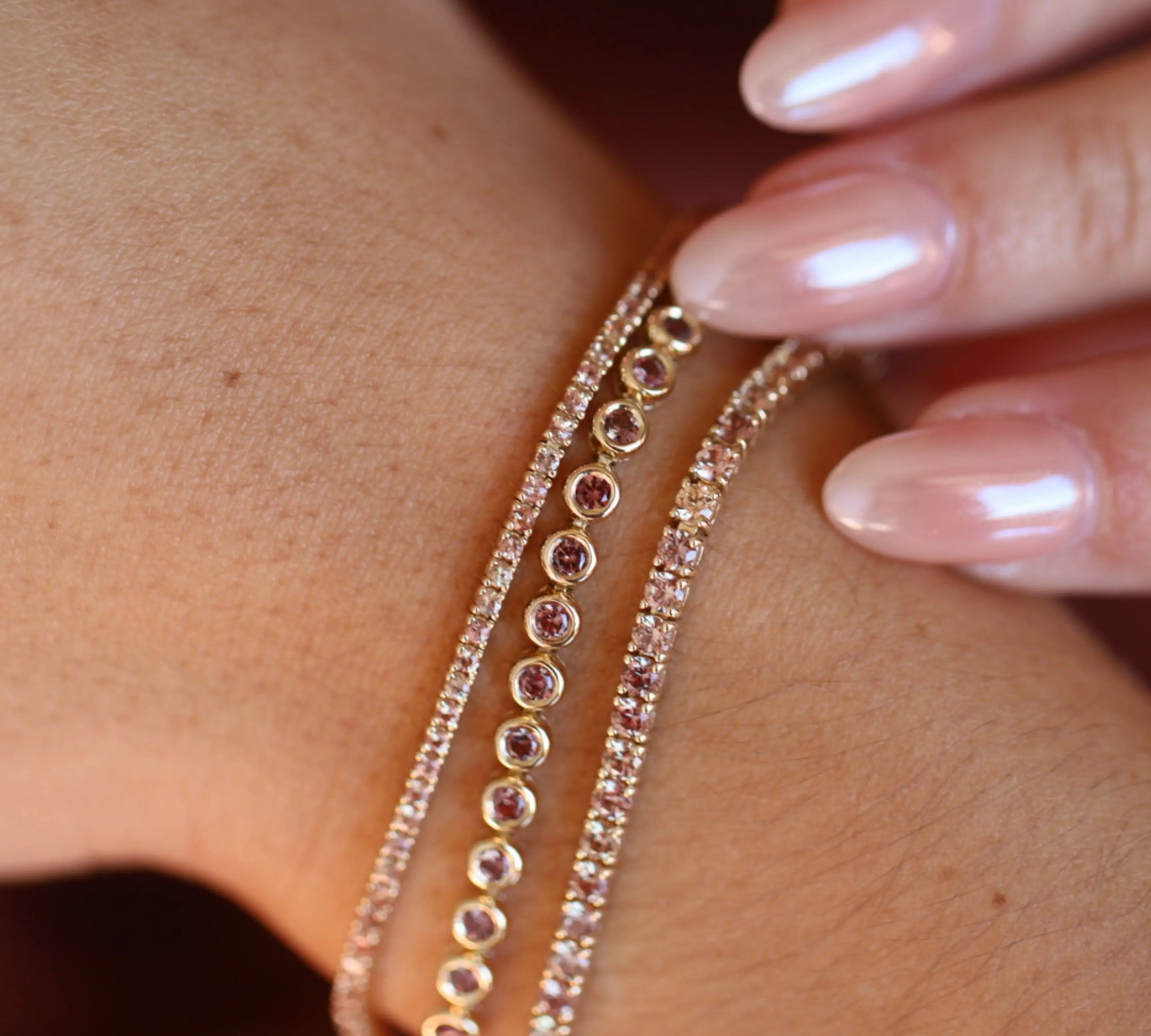 1.97tcw Orange Sapphire Tennis Bracelet [on wrist]