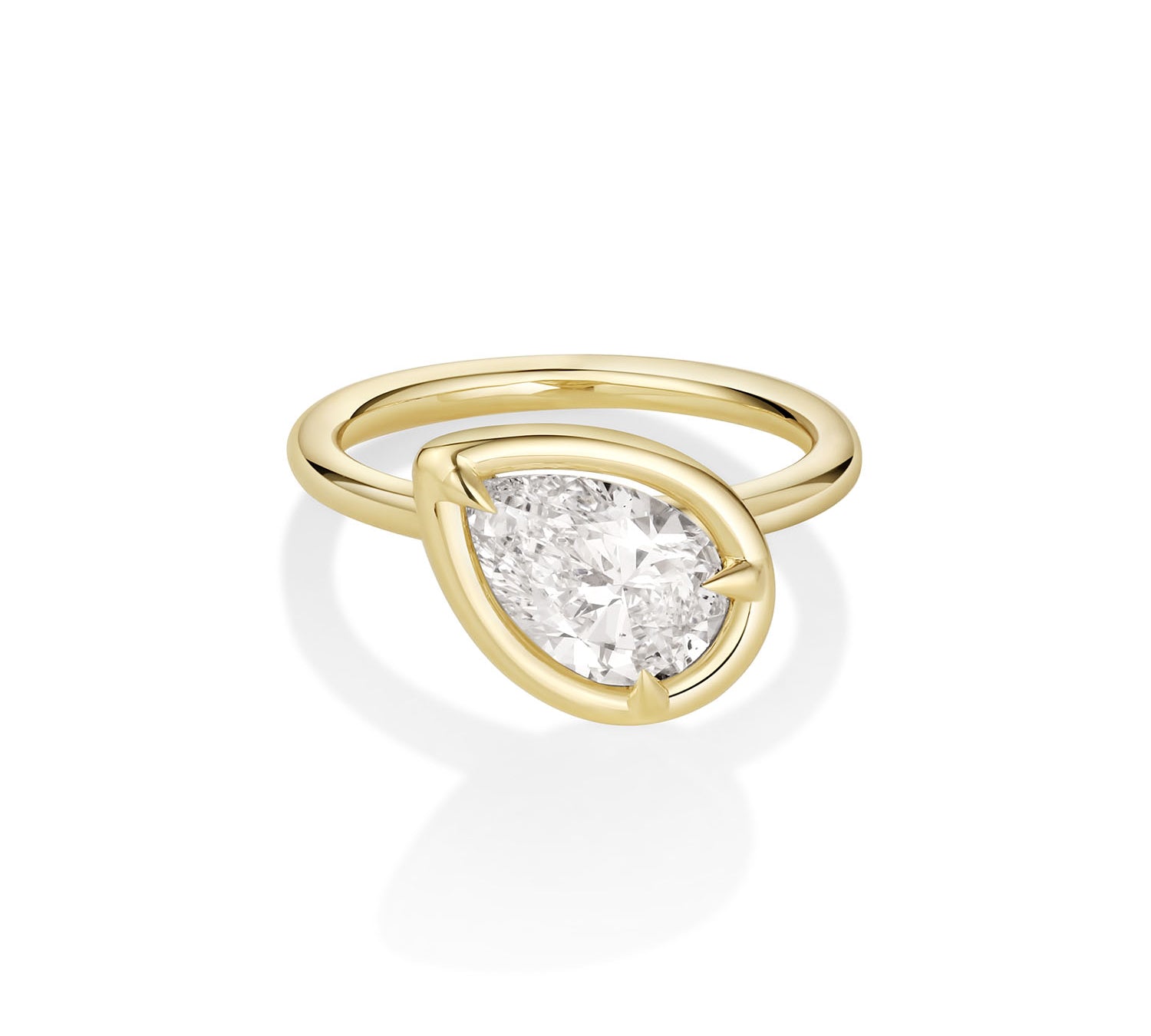 The Paloma Tilted Pear Engagement Ring [Yellow Gold]