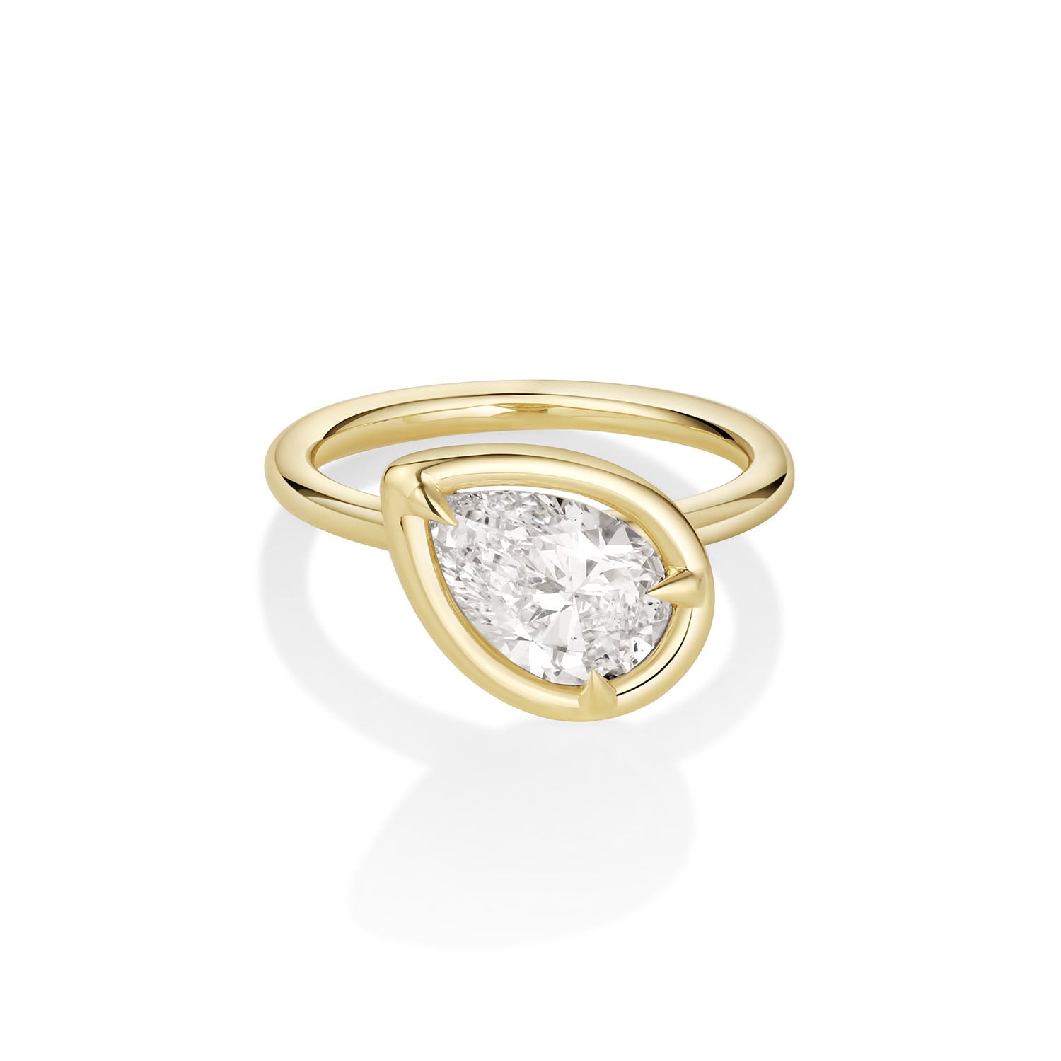 The Paloma Tilted Pear Engagement Ring [Yellow Gold]