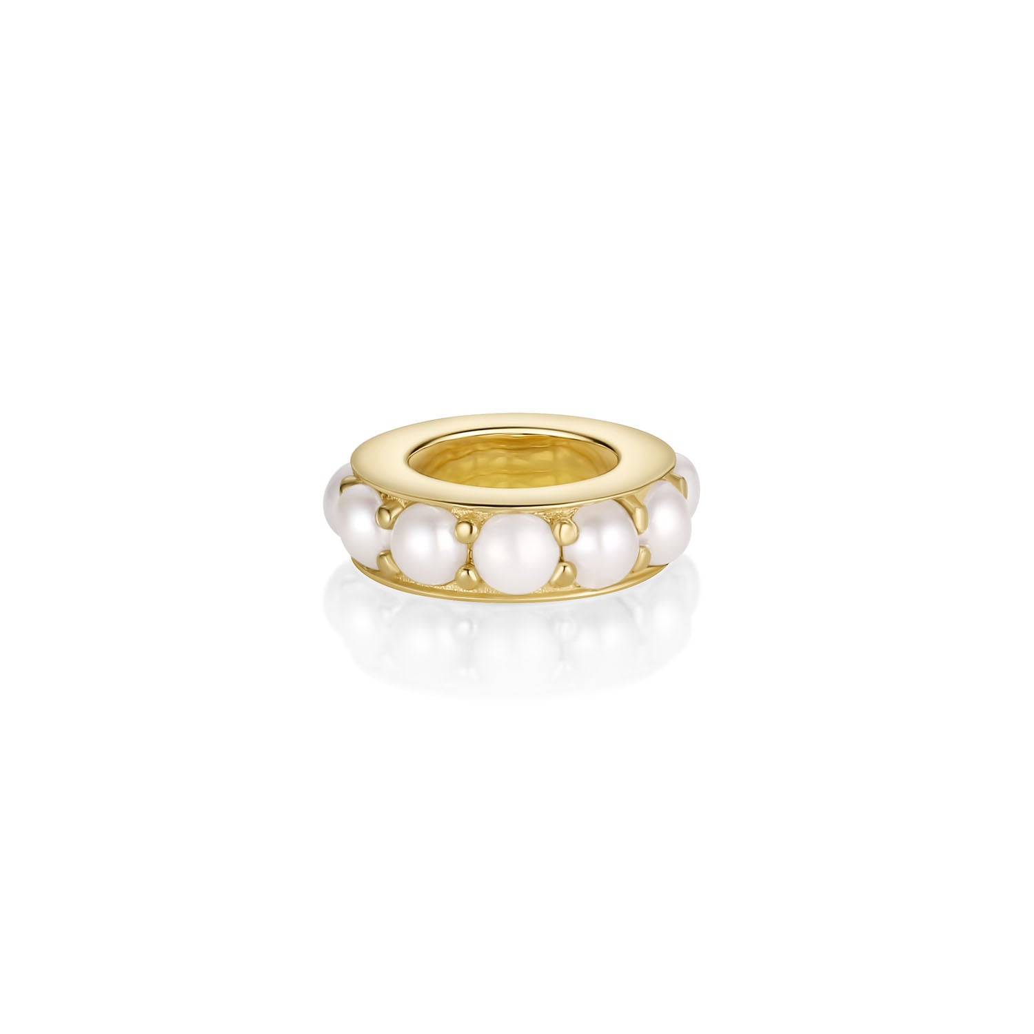 Birthstone Rondelle - Pearl [Yellow Gold]