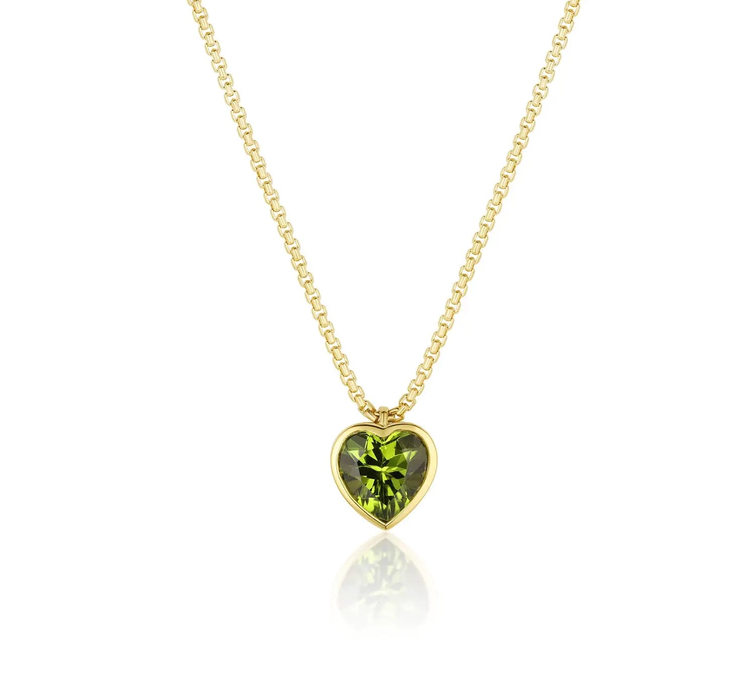 Peridot Heart Pendant Necklace [front view]