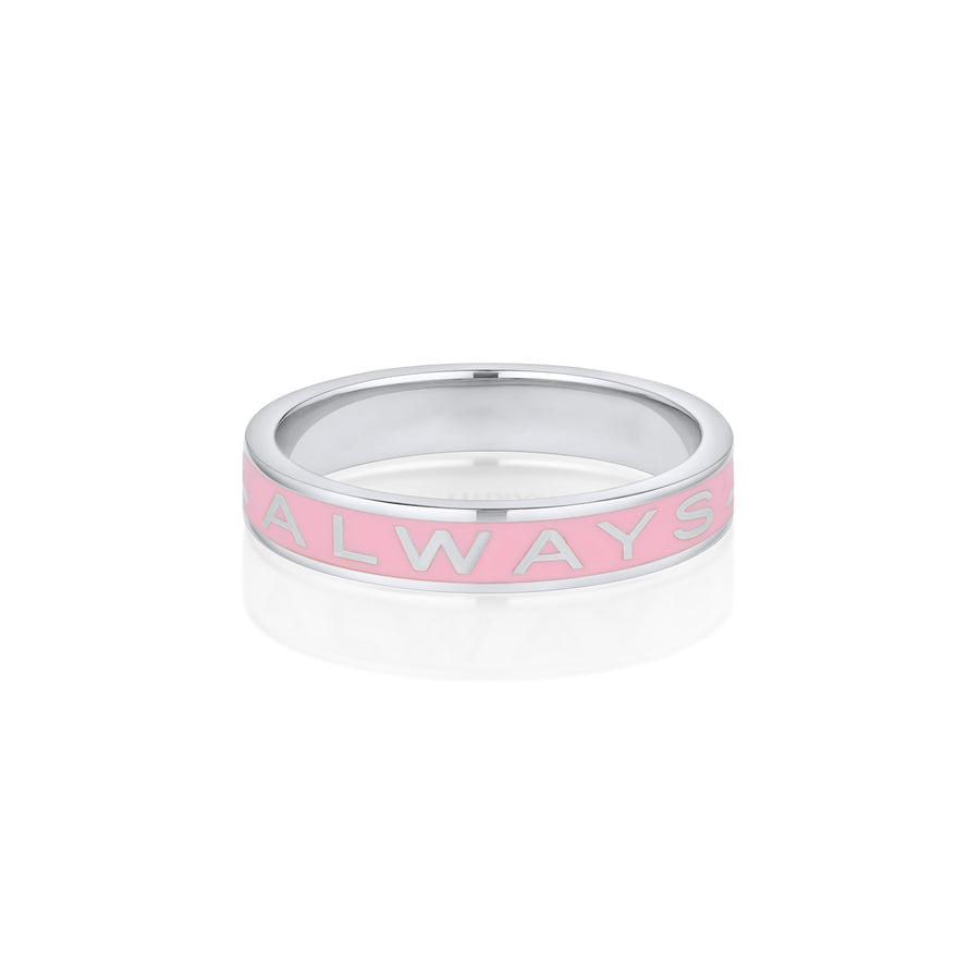 "Always" Gold Memory Ring - Pink Enamel