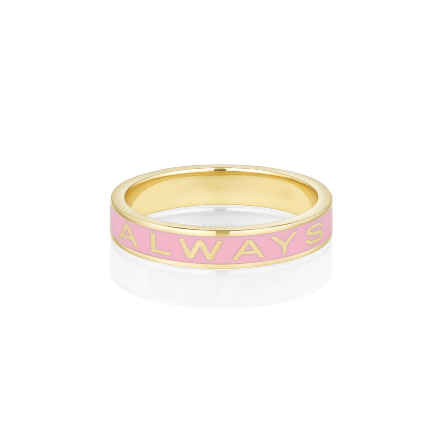 "Always" Gold Memory Ring - Pink Enamel