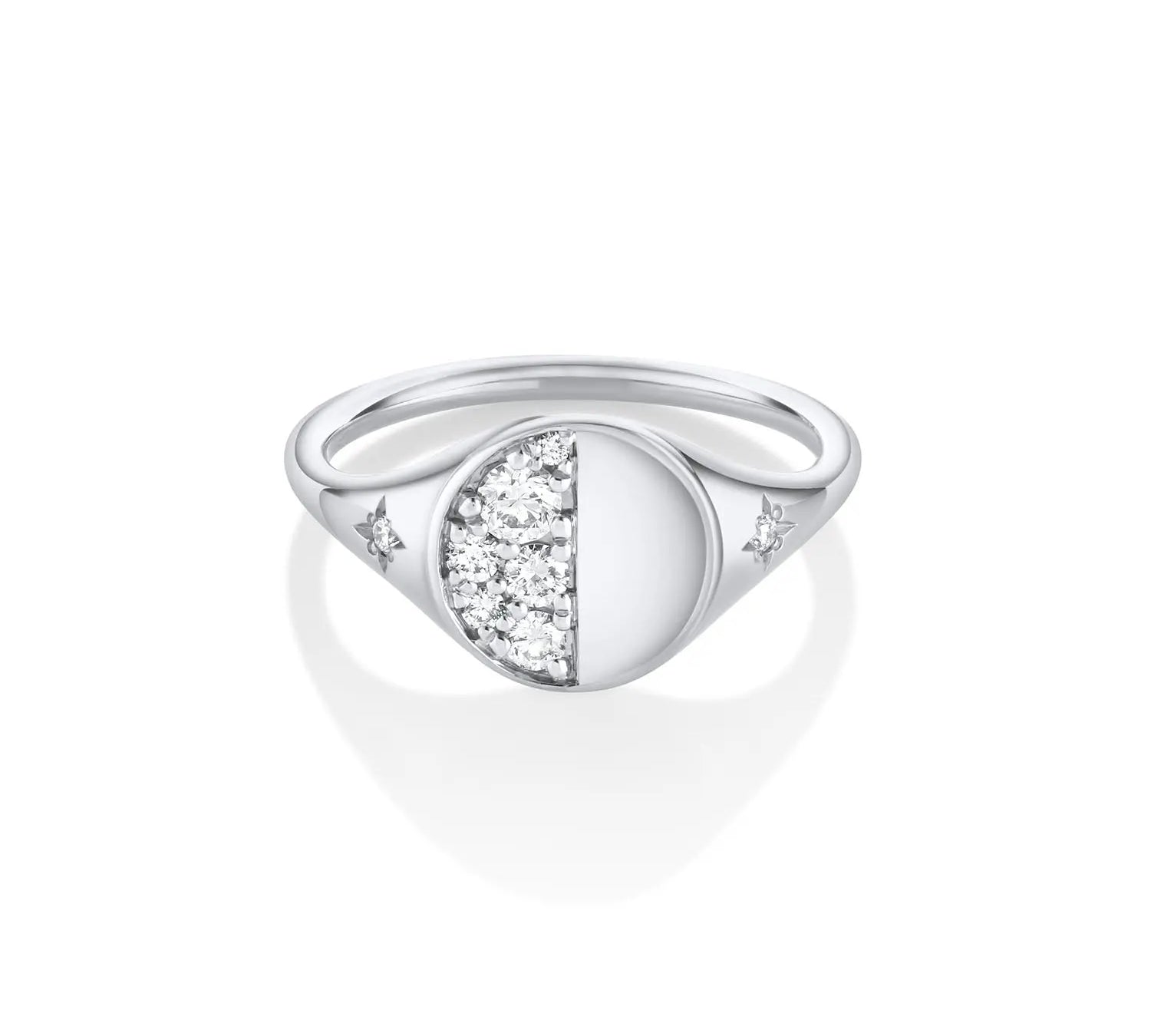 Quarter Moon Signet Ring [White Gold]