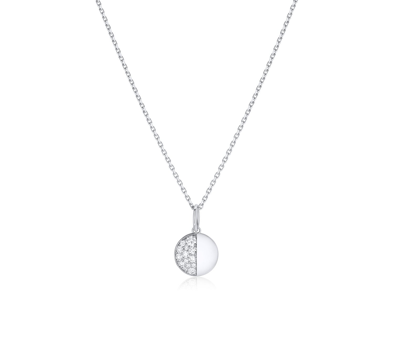 Quarter Moon Phase Charm [White Gold]