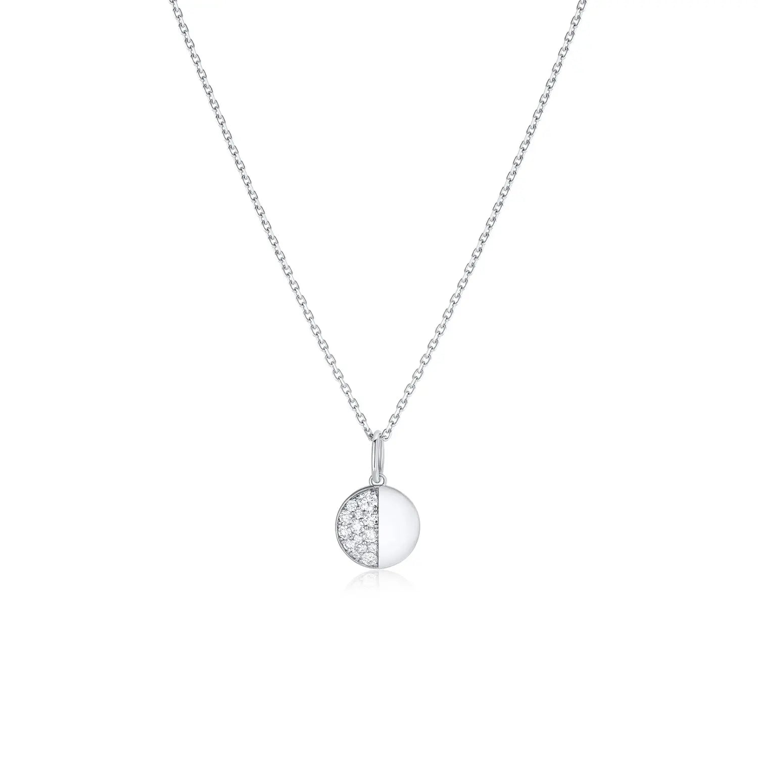 Quarter Moon Phase Charm [White Gold]