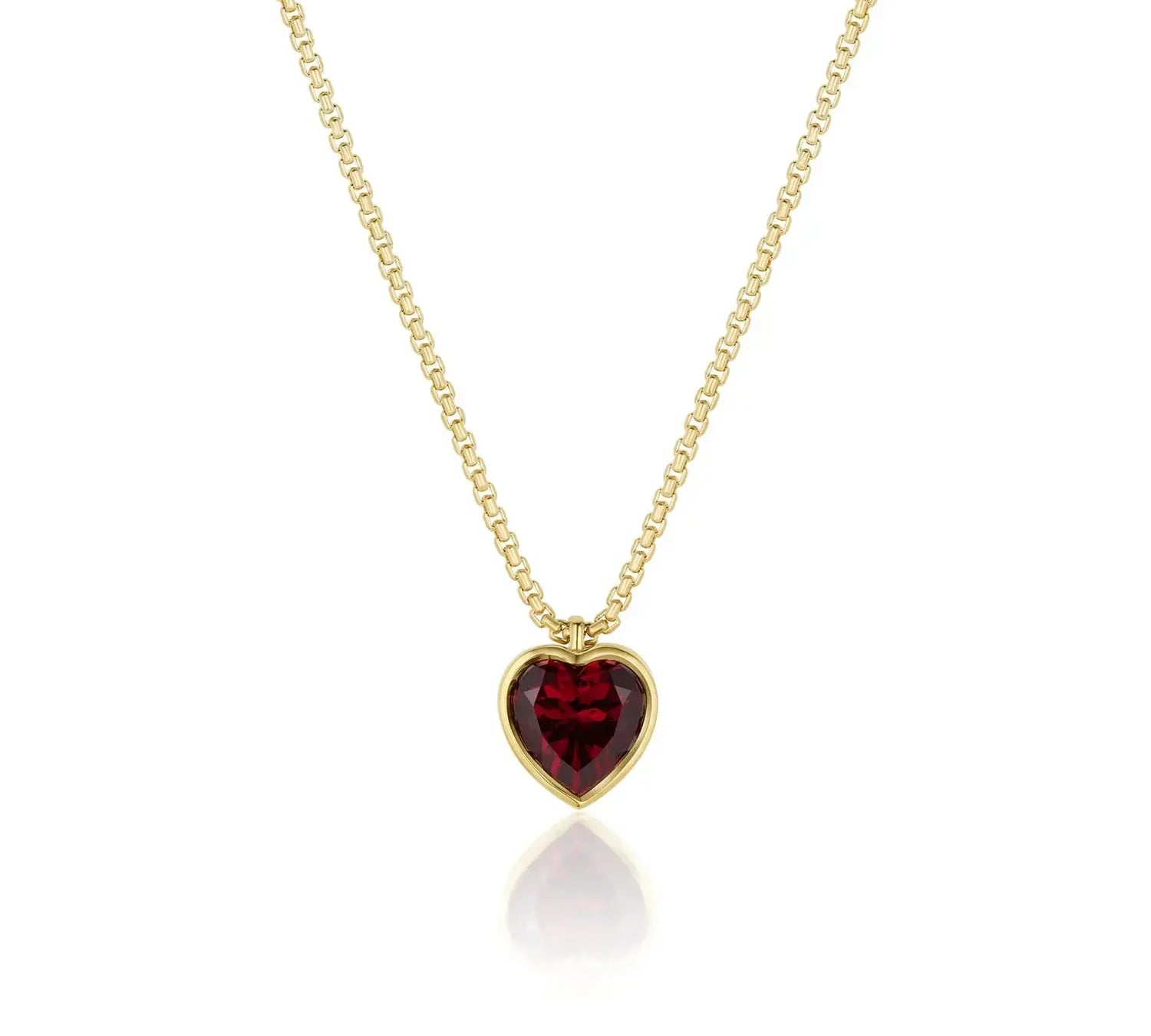 Rhodolite Heart Charm Necklace on Dainty Box Chain Marrow Fine