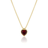 Garnet Heart Charm Necklace on Dainty Box Chain