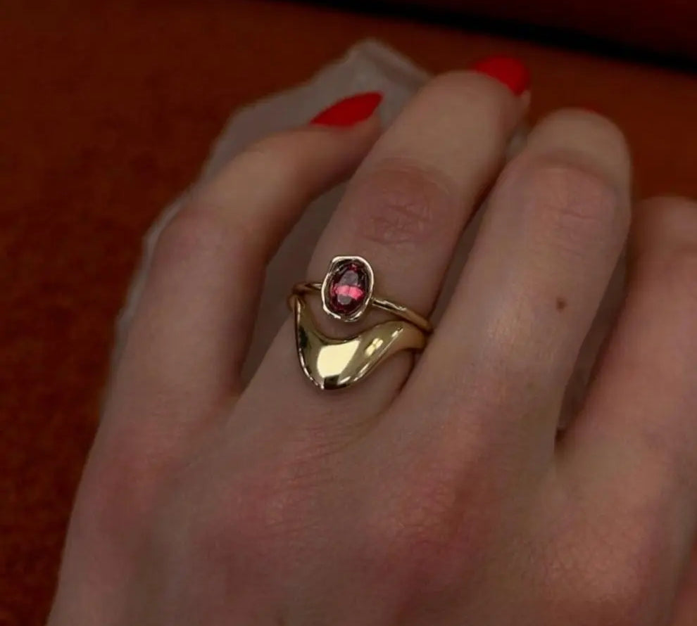 0.93ct Malawi Ruby Abstract Bezel Ring Marrow Fine