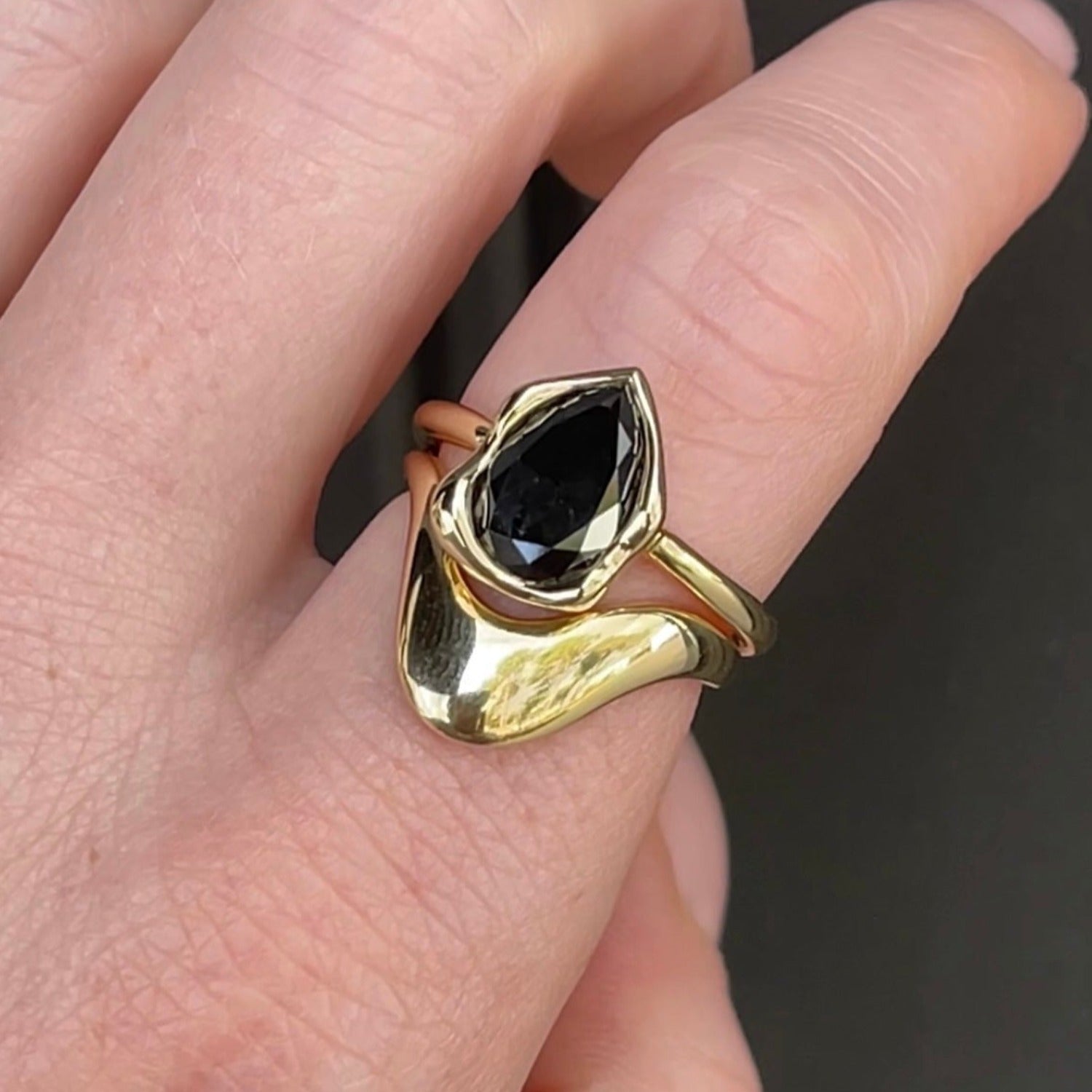 Bezel set black diamond ring store