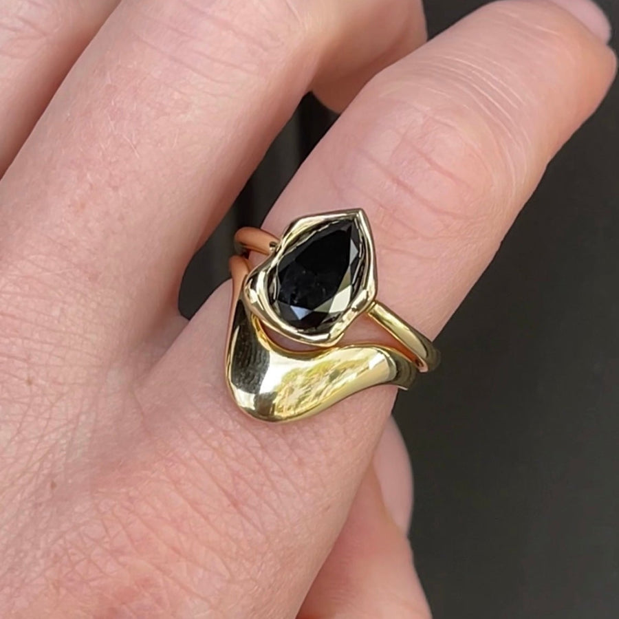 2.30ct Black Diamond Abstract Bezel Ring