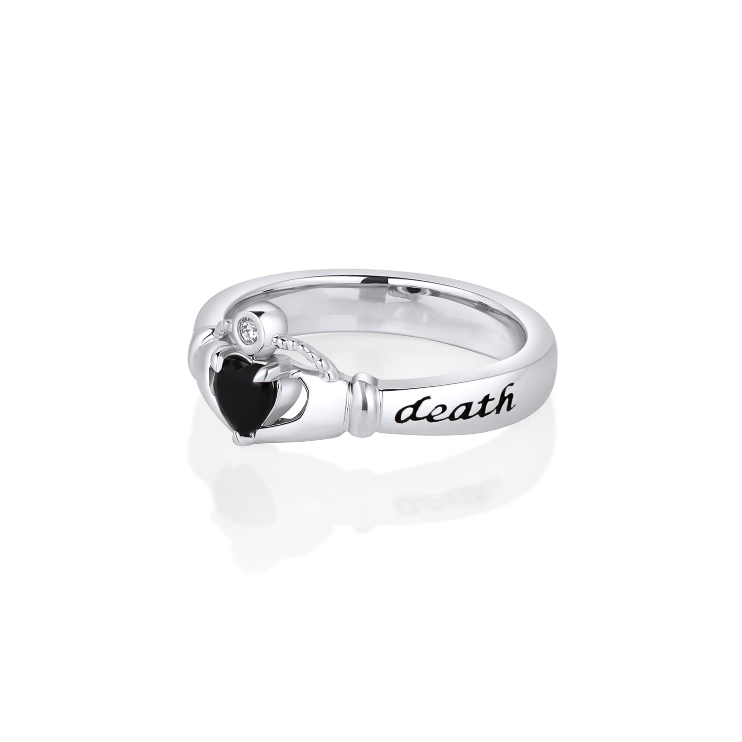 Marrow x Sammi 4mm Onyx Sempre Ring - White Gold- Side view