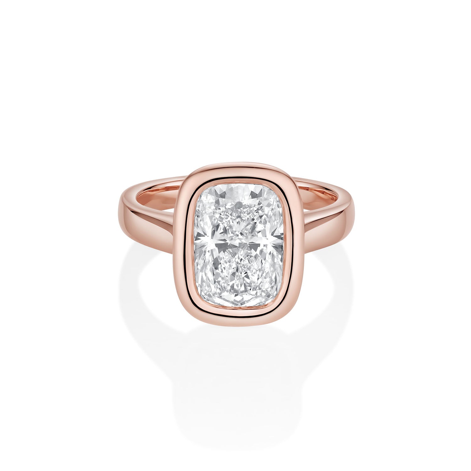 The Stevie Bezel Cushion Engagement Ring [Rose Gold]