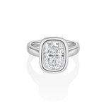 The Stevie Bezel Cushion Engagement Ring [White Gold]