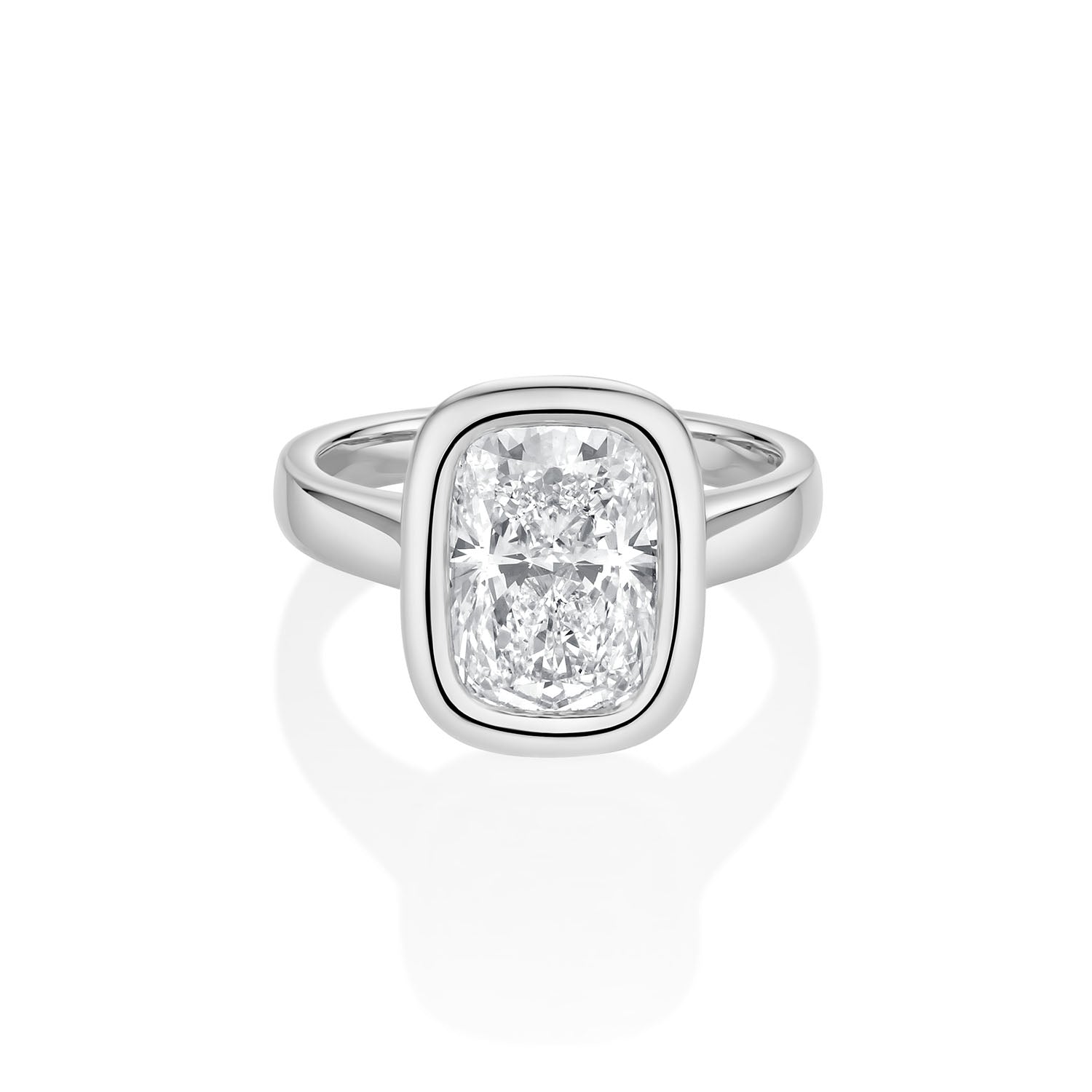 The Stevie Bezel Cushion Engagement Ring [White Gold]