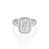 The Stevie Bezel Cushion Engagement Ring [White Gold]