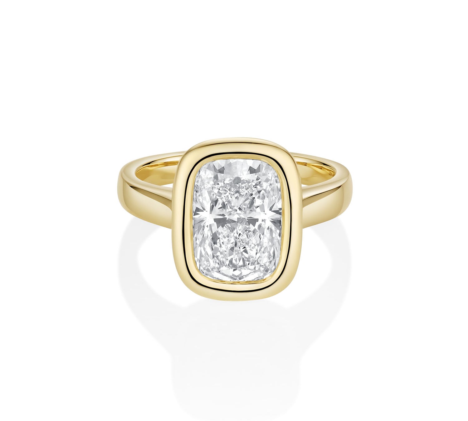 The Stevie Bezel Cushion Engagement Ring [yellow gold]