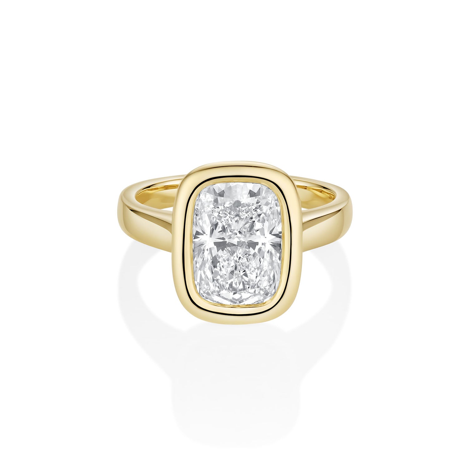 The Stevie Bezel Cushion Engagement Ring [yellow gold]