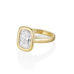 The Stevie Bezel Cushion Engagement Ring [yellow gold] side view