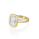 The Stevie Bezel Cushion Engagement Ring [yellow gold] side view