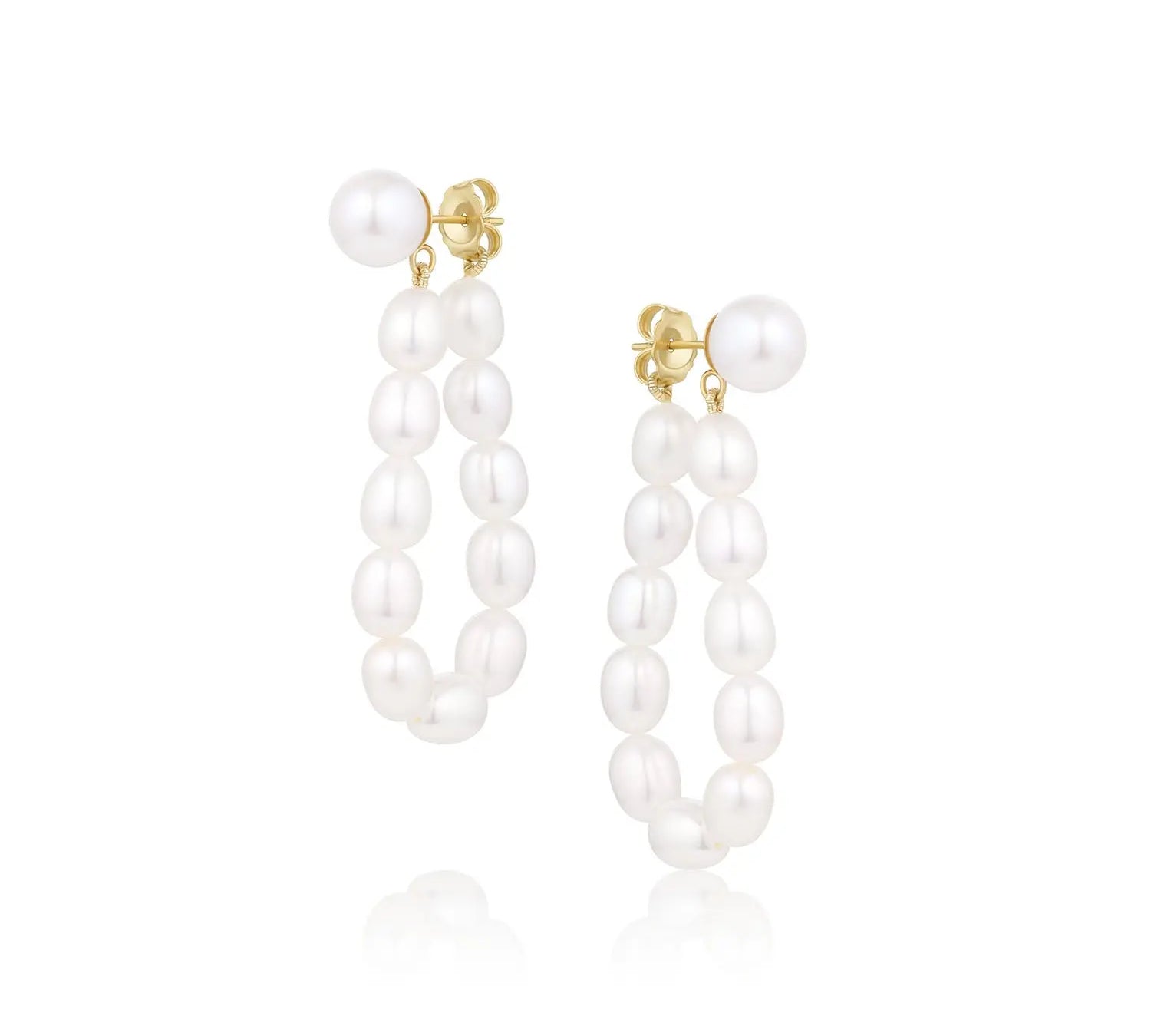 Teardrop Pearl Earrings [YG]