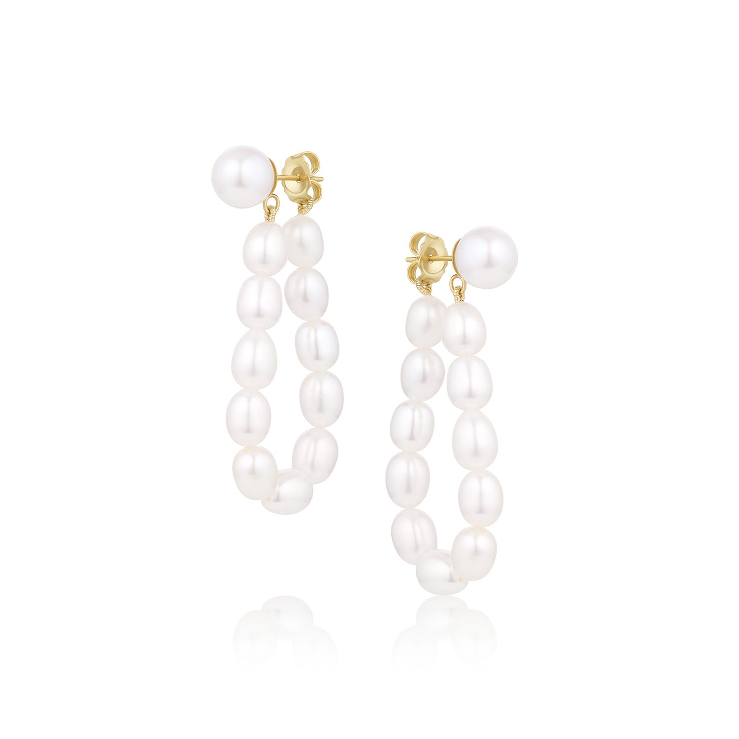 Teardrop Pearl Earrings [YG]