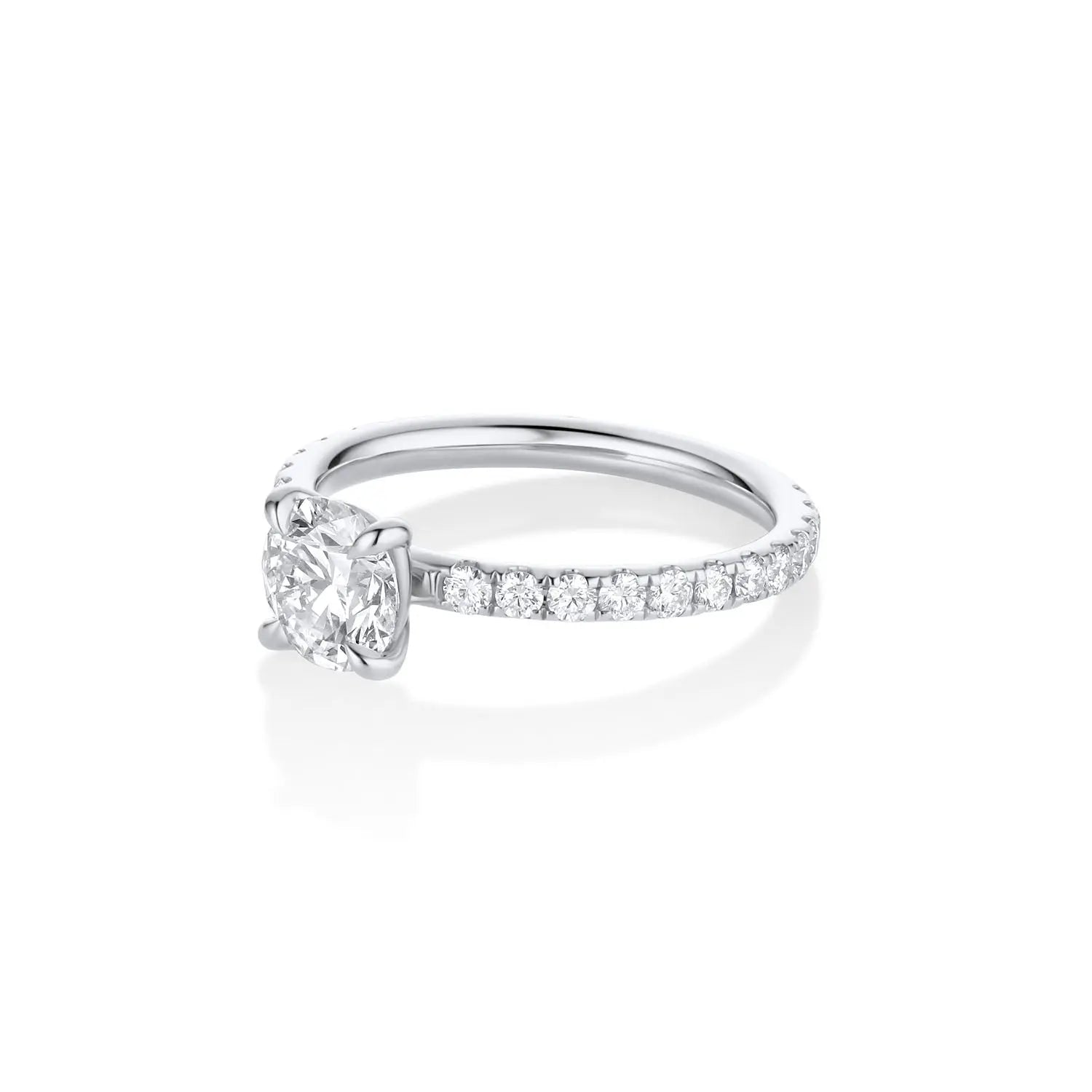 The Frankie Pavé Engagement Ring [White Gold & Platinum] side view