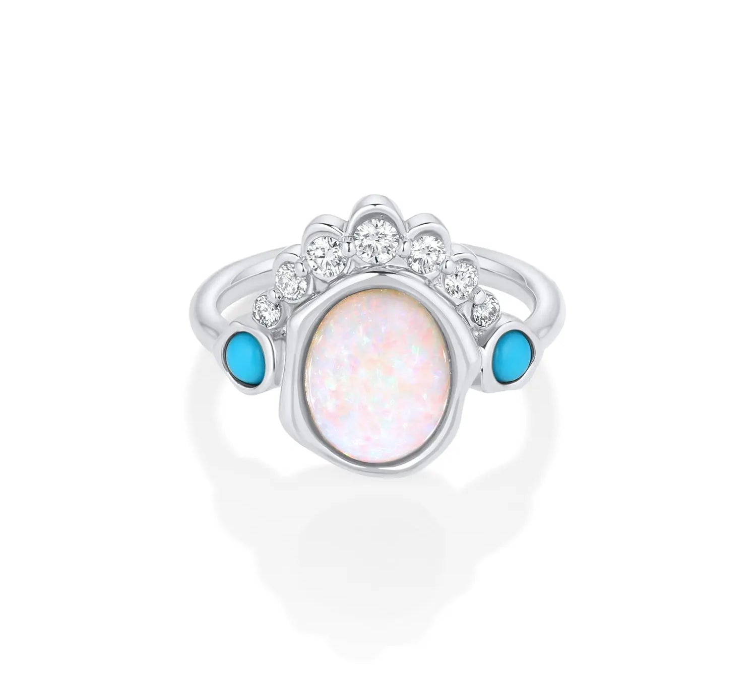 The Mary Opal Abstract Bezel Ring [white gold]