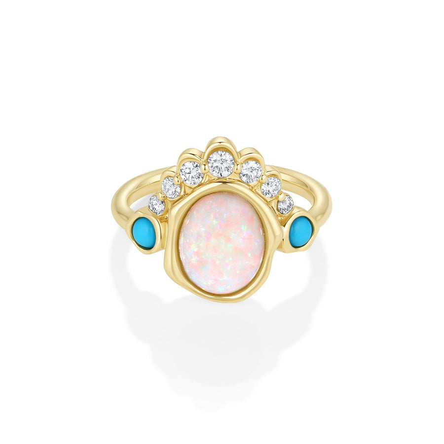 The Mary Opal Abstract Bezel Ring [yellow gold]