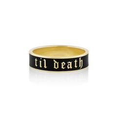 Til Death Black Enamel Band - 6mm [Yellow Gold]