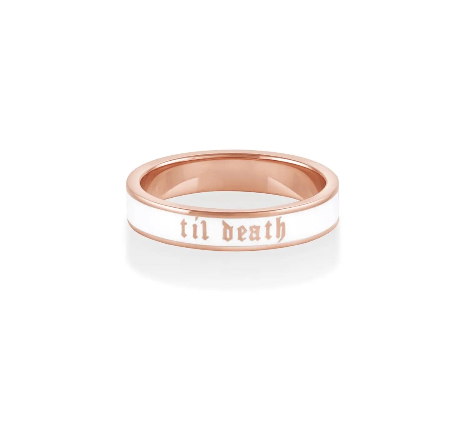 Til Death White Enamel Band 4mm [rose gold]