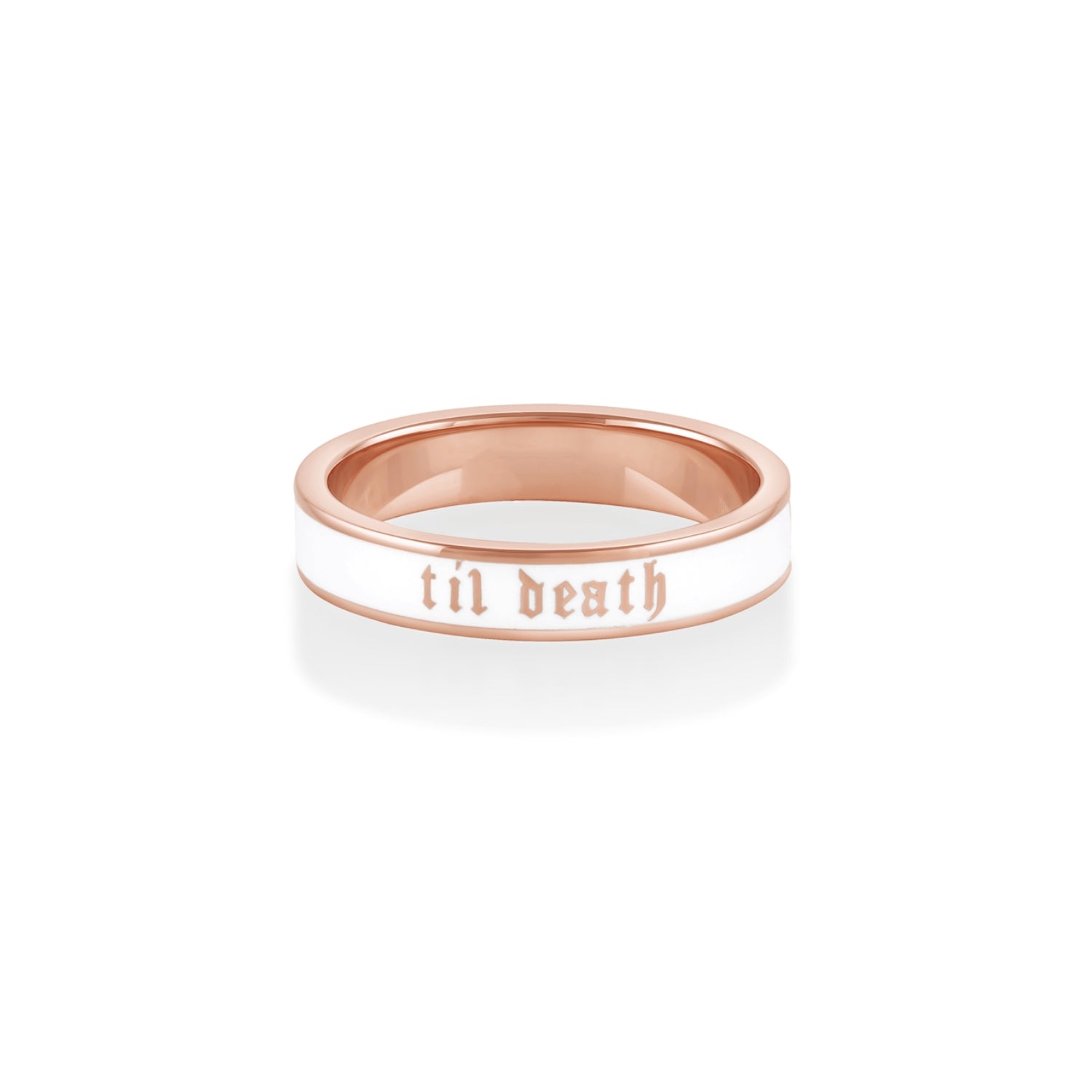 Til Death White Enamel Band 4mm [rose gold]