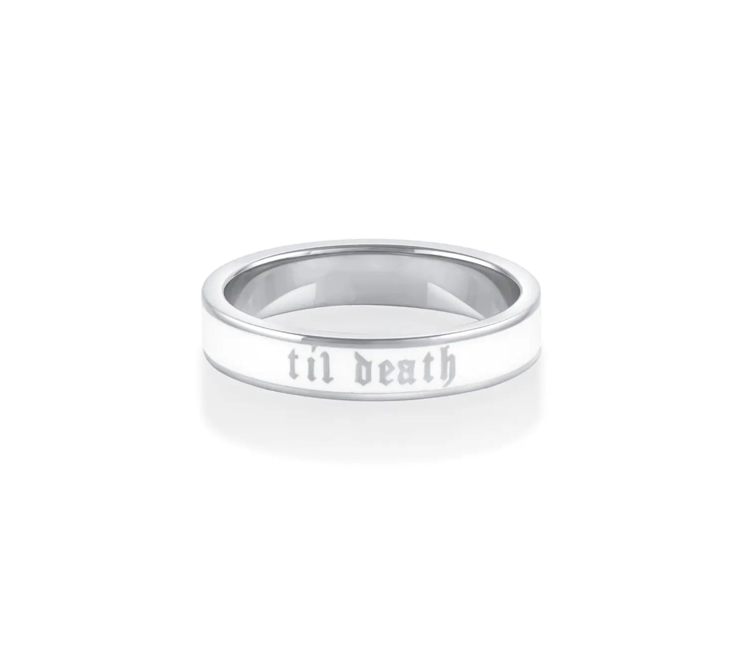 Til Death White Enamel Band 4mm [white gold]