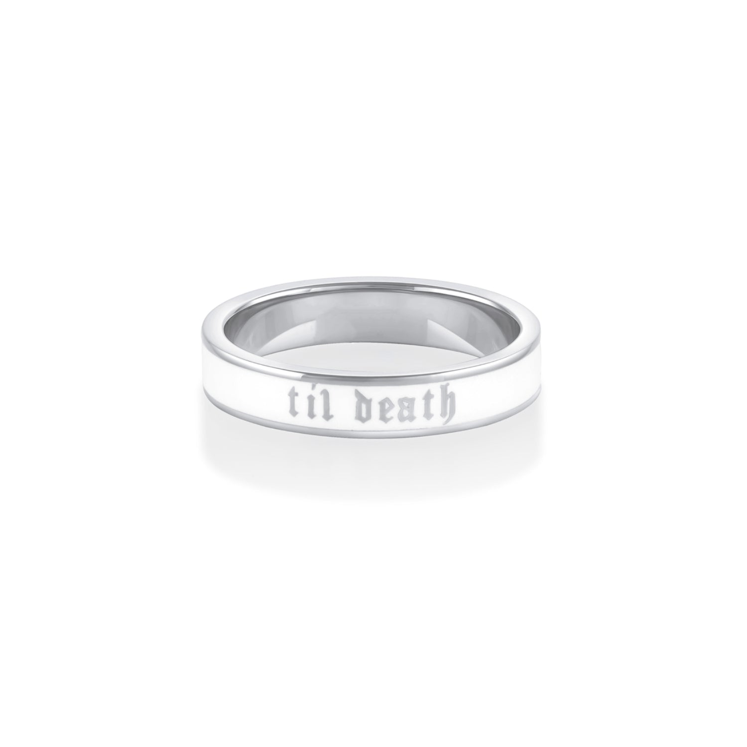 Til Death White Enamel Band 4mm [white gold]